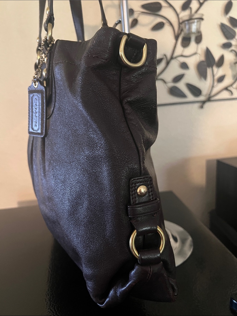 Coach Brown Leather Shoulder Bag with Gold Hardware - Picture 3 of 10